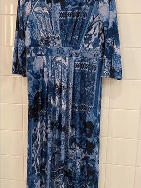 Chico's Blue Multi-Print Maxi Dress